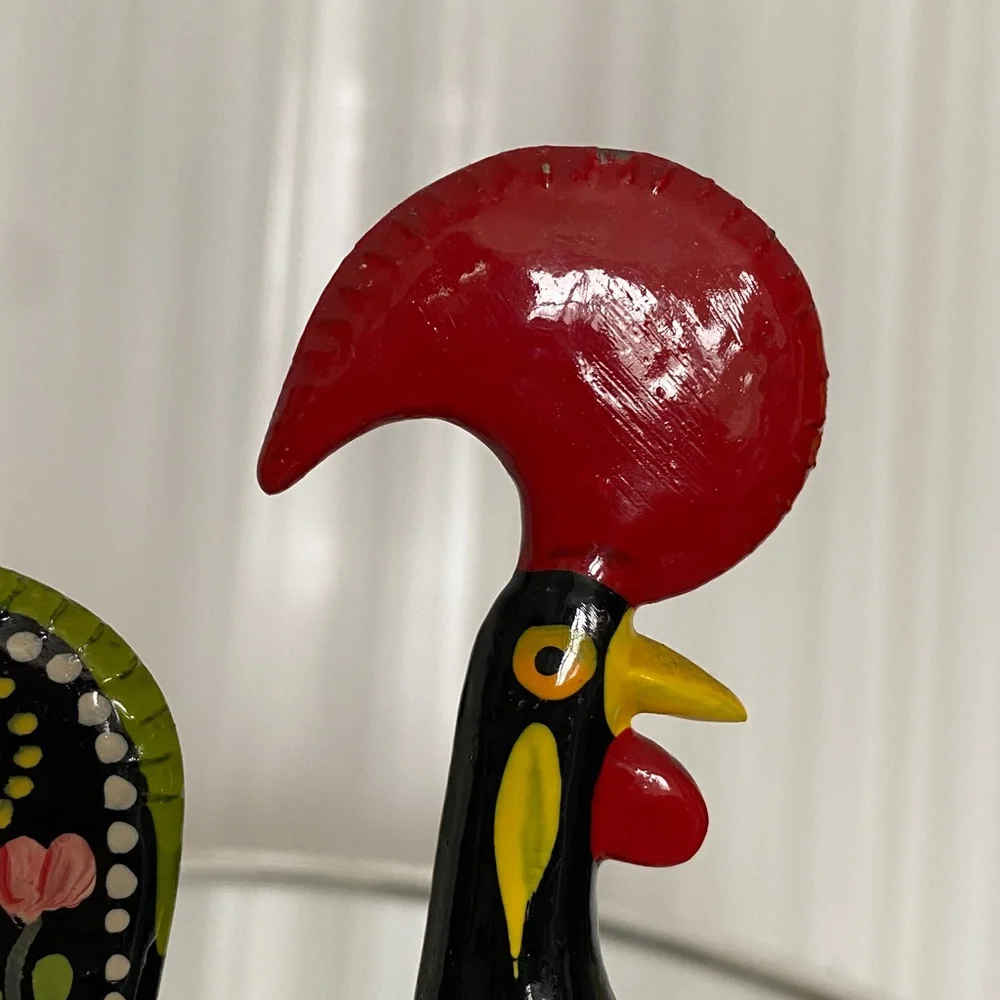 Portugal π΅πΉ MΓ©tal Handpainted Colorful 6β Rooster Figurine - Picture 3 of 12